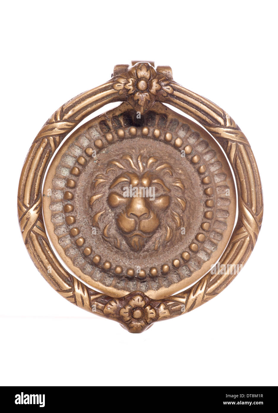 Ottone porta lion respingente intaglio Foto Stock