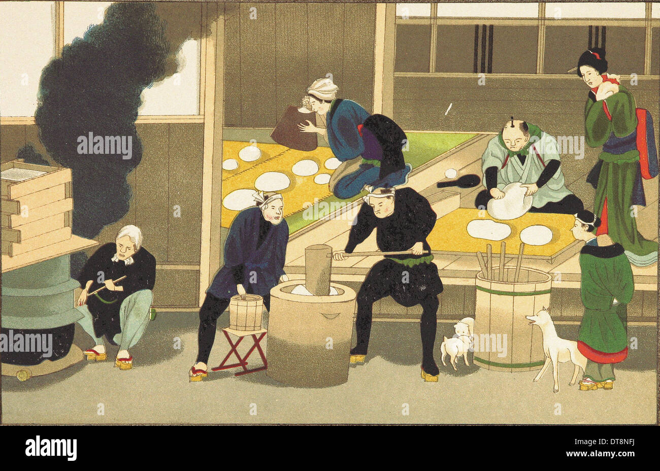 Un fornaio Shop - Chromo-Lithography originali dalla pittura giapponese XIX secolo Foto Stock