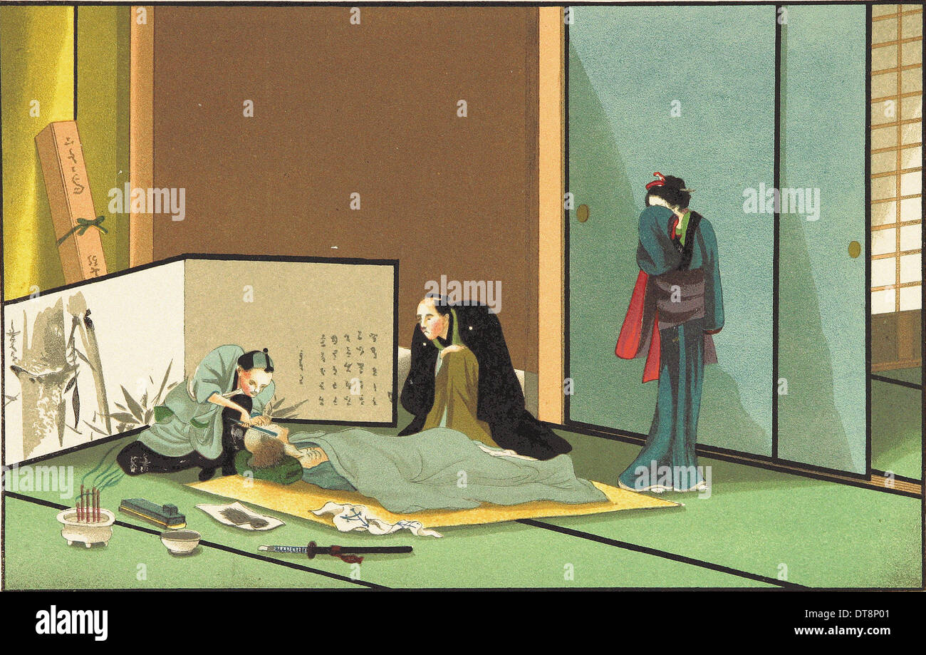 Sundangee o ultimo Uffici - Chromo-Lithography originali dalla pittura giapponese XIX secolo Foto Stock