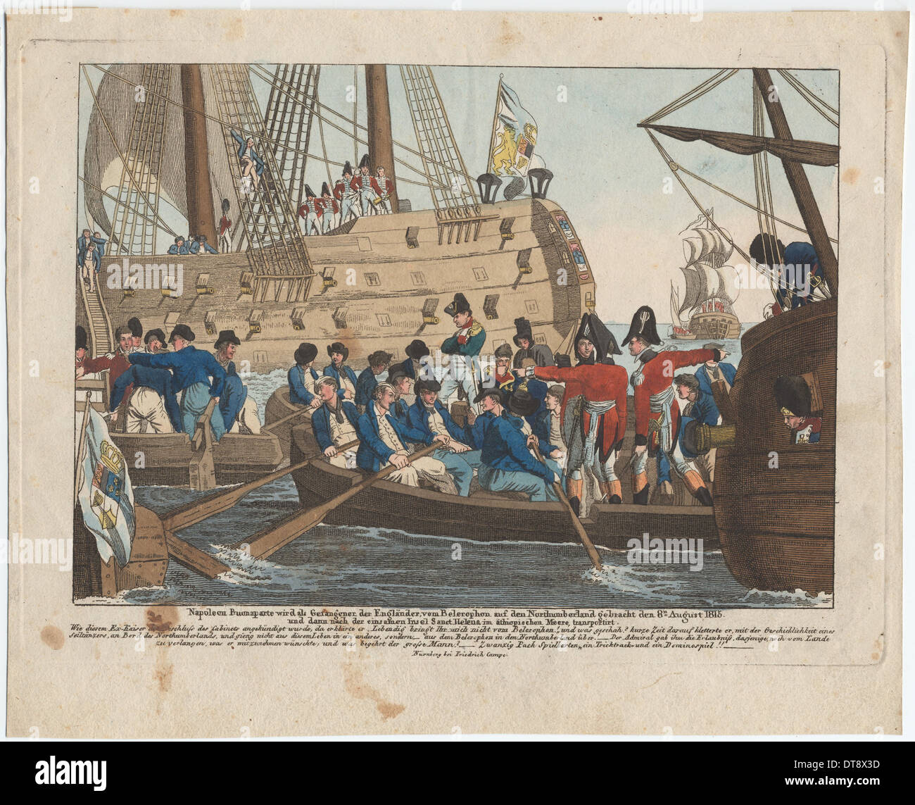 Napoleone Bonaparte come prigioniero del testo in lingua inglese è portato dal Bellerophon di Northumberland su 8 Artista: Campe, Agosto Friedrich Andreas (1777-184 Foto Stock