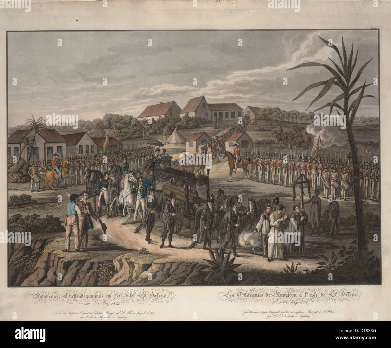 Il corteo funebre di Napoleone Bonaparte su Sant'Elena, 1821. Artista: Rugendas, Johann Lorenz, il Giovane (1775-1826) Foto Stock