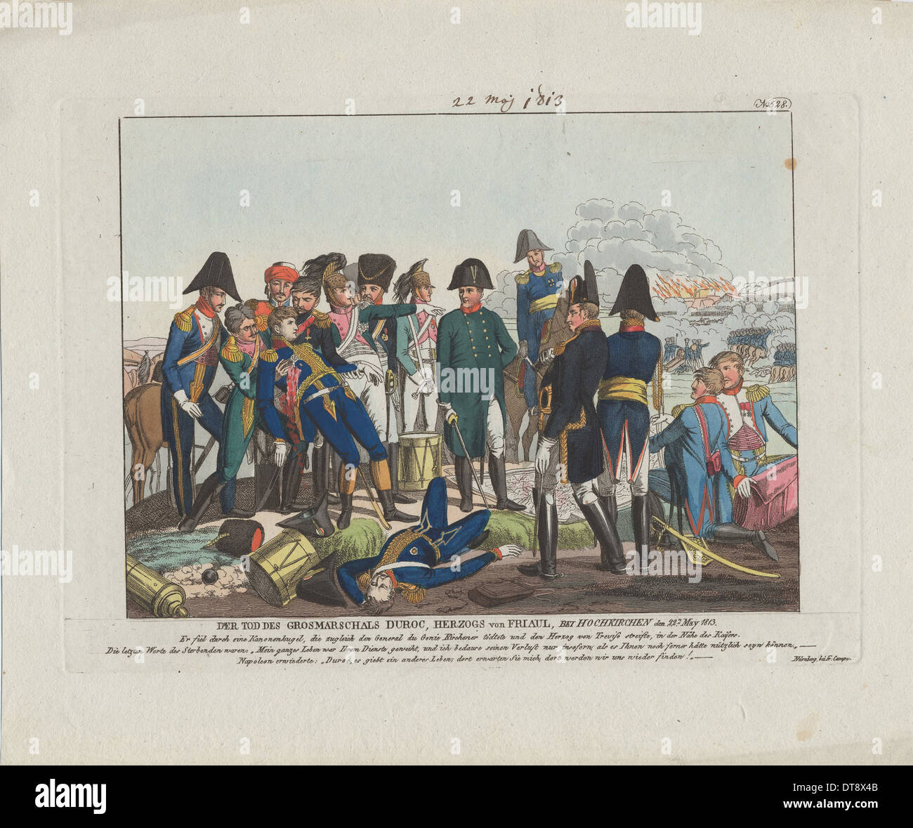La morte del maresciallo Duroc a Hochkirchen il 22 maggio 1813. Artista: Campe, Agosto Friedrich Andreas (1777-1846) Foto Stock