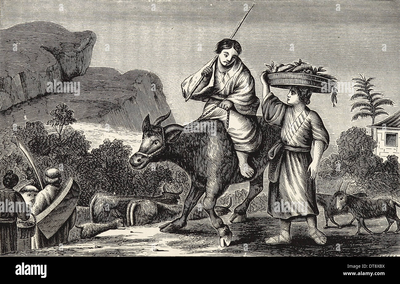 Giapponese rustici - Incisione britannica del XIX secolo Foto Stock