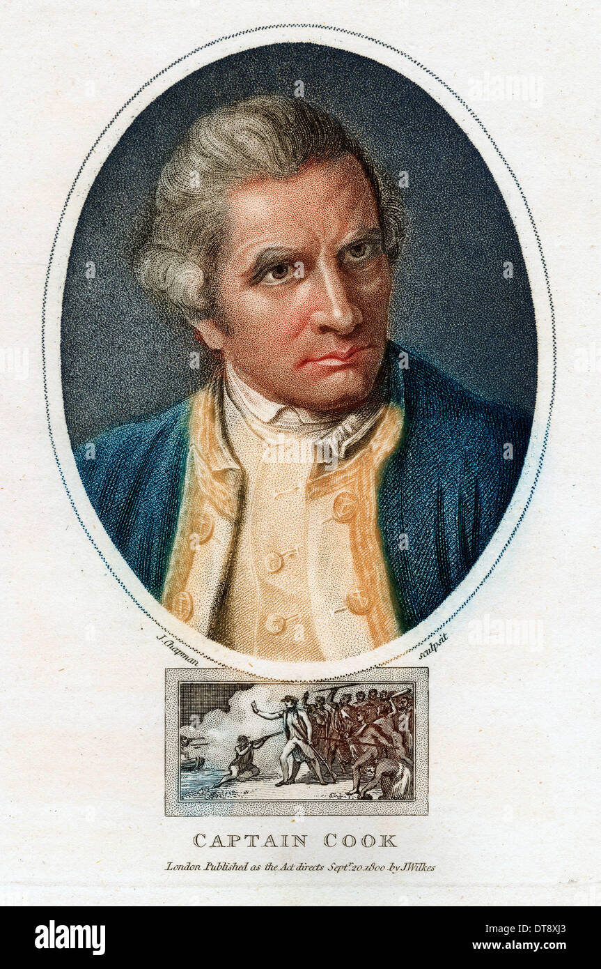 Ritratto di James Cook, 1800. Artista: Chapman, Giovanni (attivo 1792-1823) Foto Stock