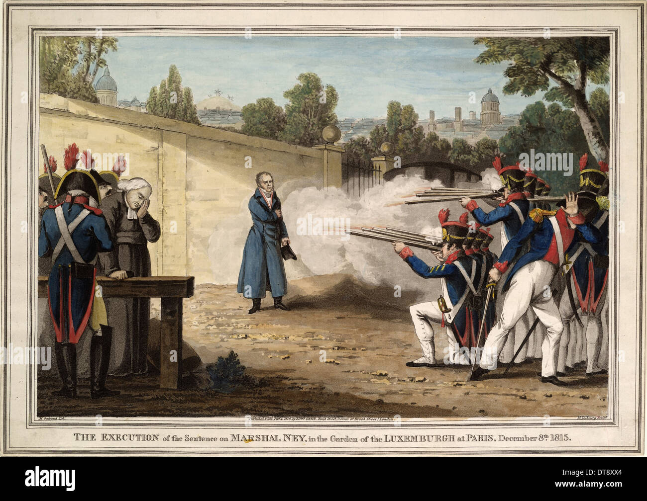 L'esecuzione del maresciallo Michel Ney vicino al Giardino di Lussemburgo il 7 dicembre 1815, 1816. Artista: Goubaud, Innocente Luigi (1780-1847) Foto Stock