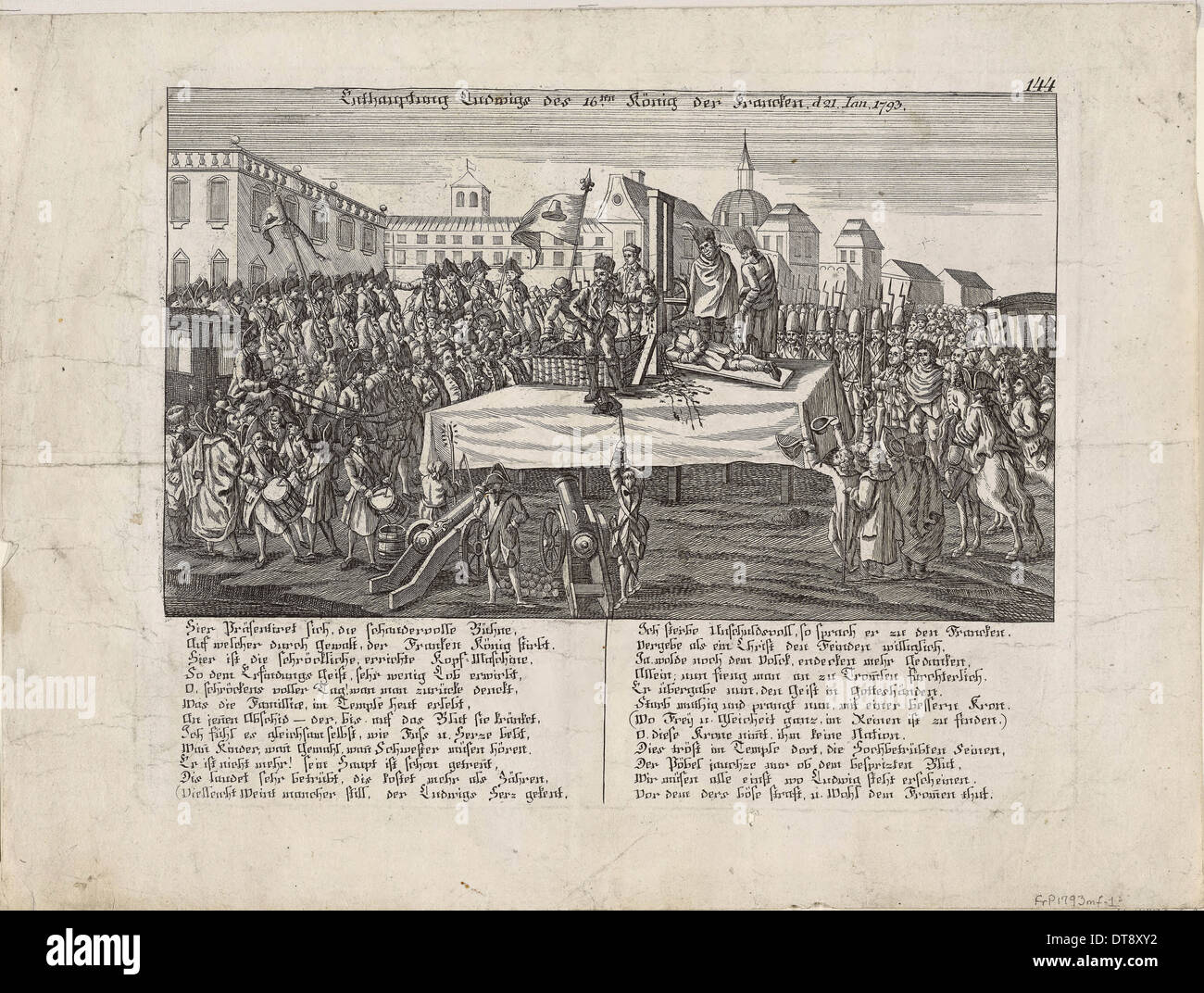 L'esecuzione di Luigi XVI il 21 gennaio 1793, 1793. Artista: Anonimo Foto Stock