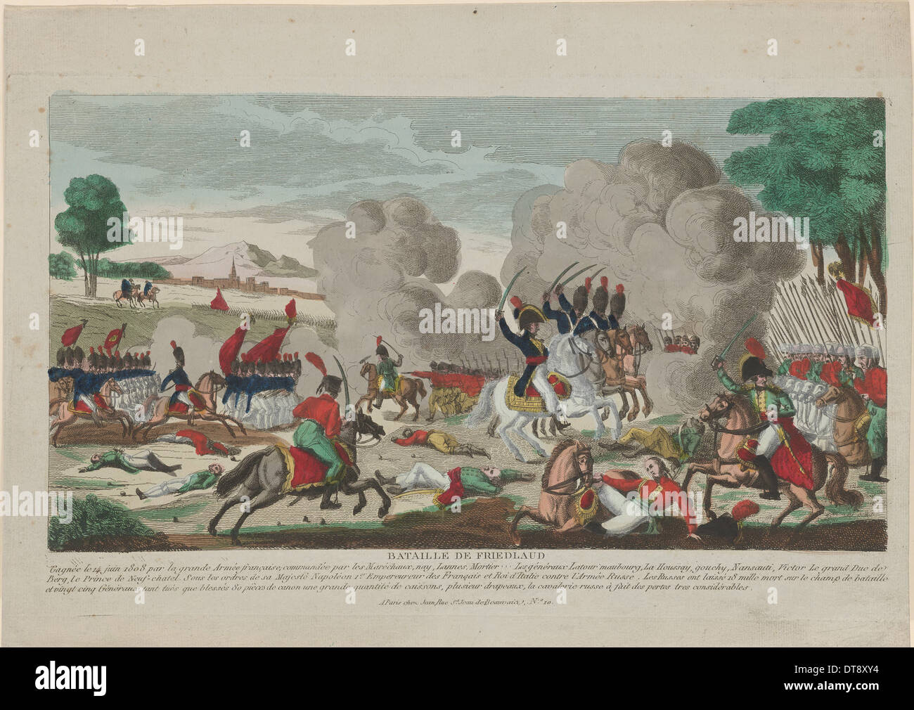 La battaglia di Friedland. Una carica del russo Leib guardia su 14 Giugno 1807, 1808. Artista: Naudet, Thomas Charles (1773-1810) Foto Stock