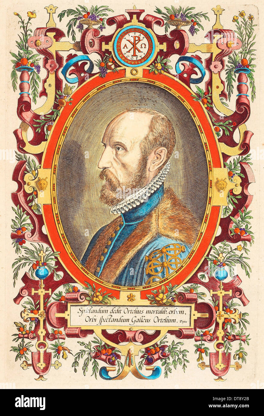Ritratto di Abraham Ortelius (1527-1598) Da: Theatrum Orbis Terrarum, 1579. Artista: Fenderich, Charles (1805-1887) Foto Stock