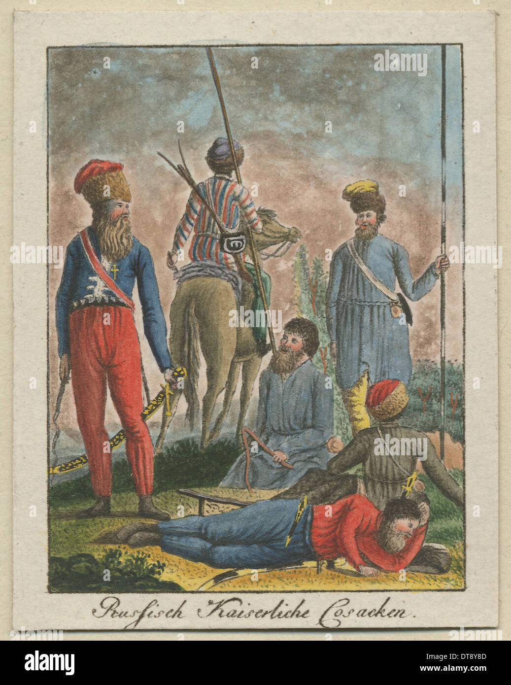 Imperial Russian cosacchi, 1799. Artista: Anonimo Foto Stock