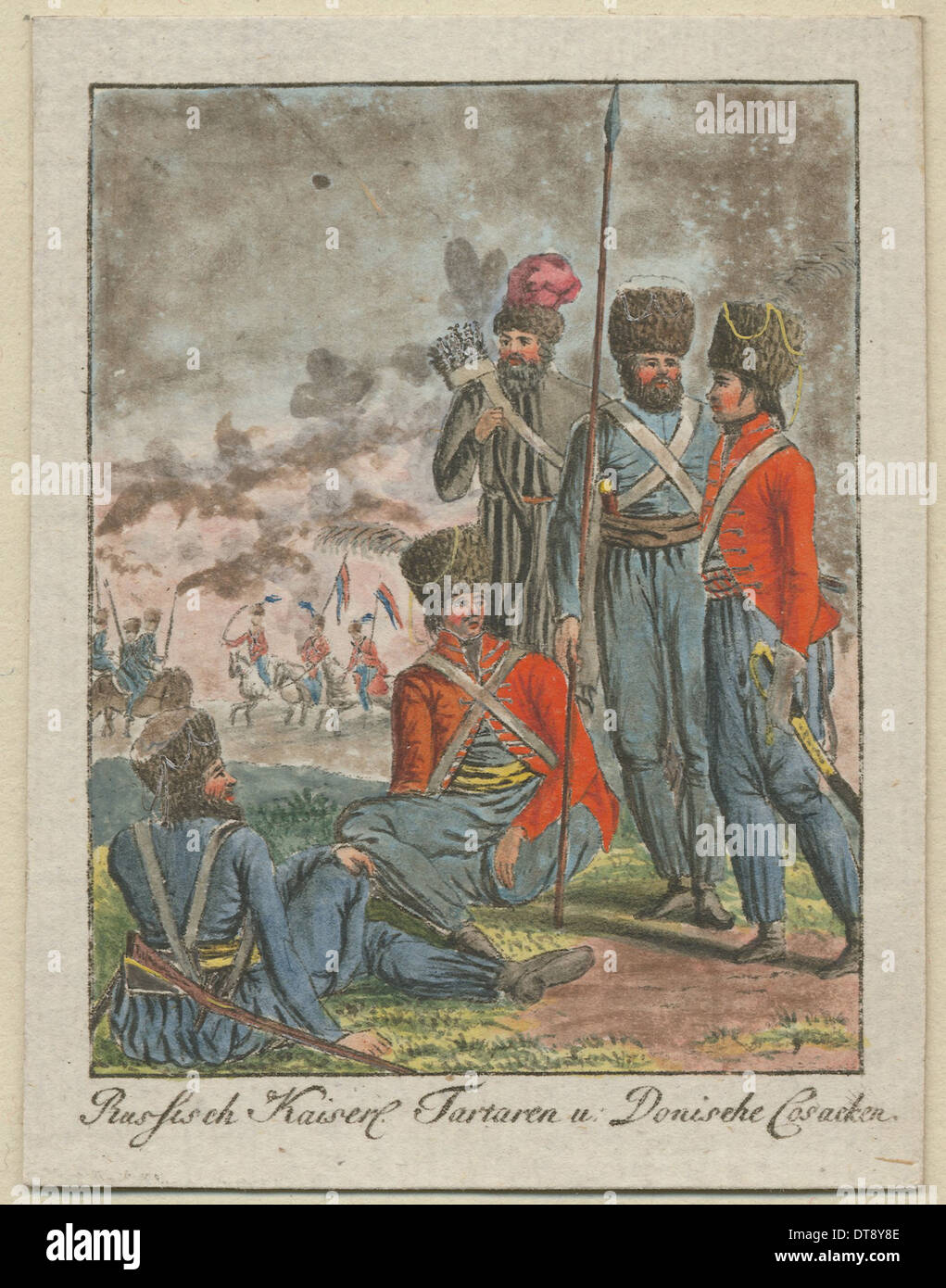 Imperial Russian cosacchi, 1799. Artista: Anonimo Foto Stock