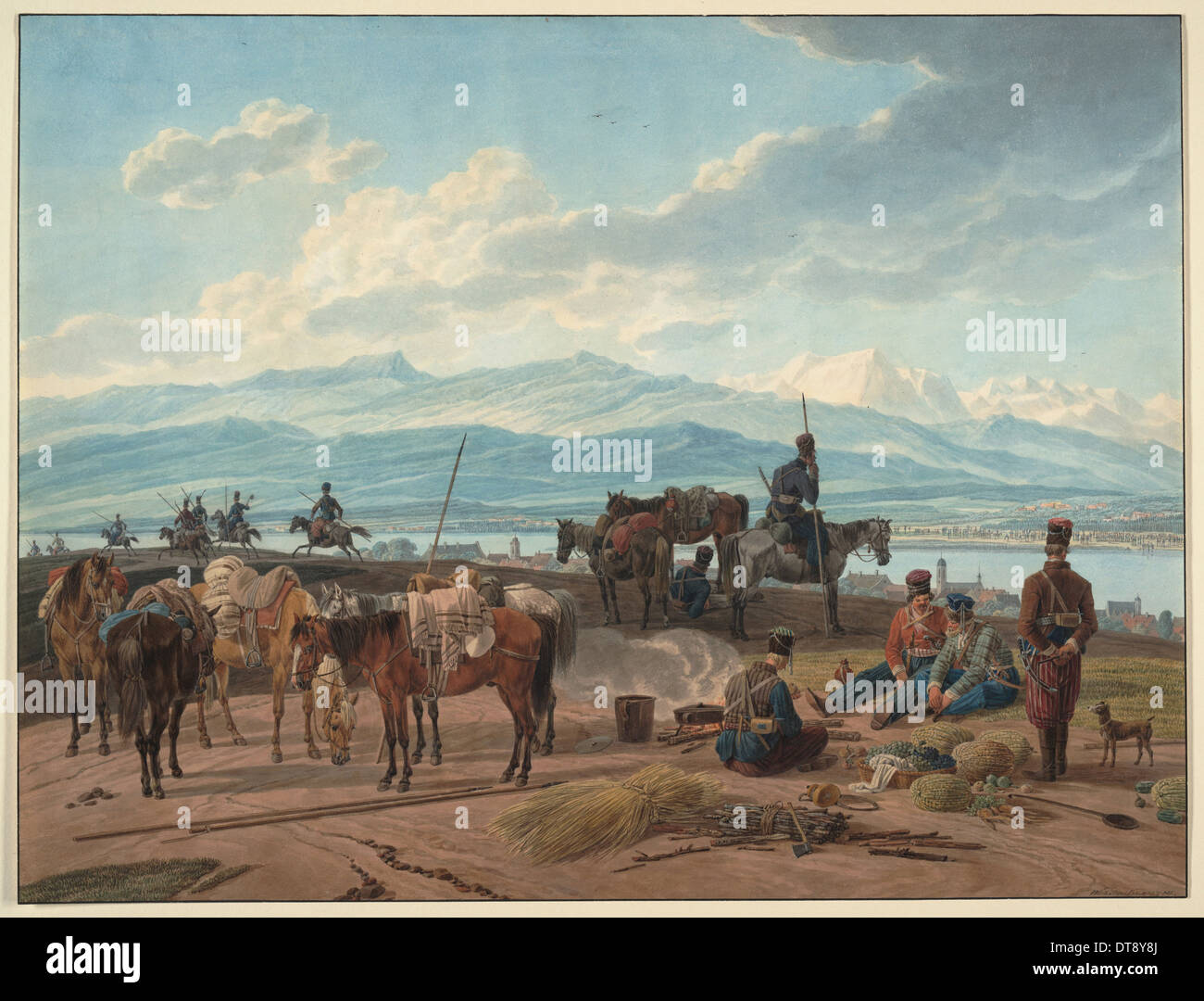 Arrestare dei cosacchi russi, 1804. Artista: Kobell, Wilhelm Ritter von (1766-1853) Foto Stock