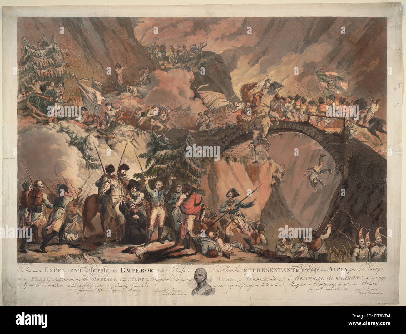 Esercito di Alexander Suvorov attraversamento delle Alpi nel 1799, 1805. Artista: Porter, Robert Carr (1777-1842) Foto Stock