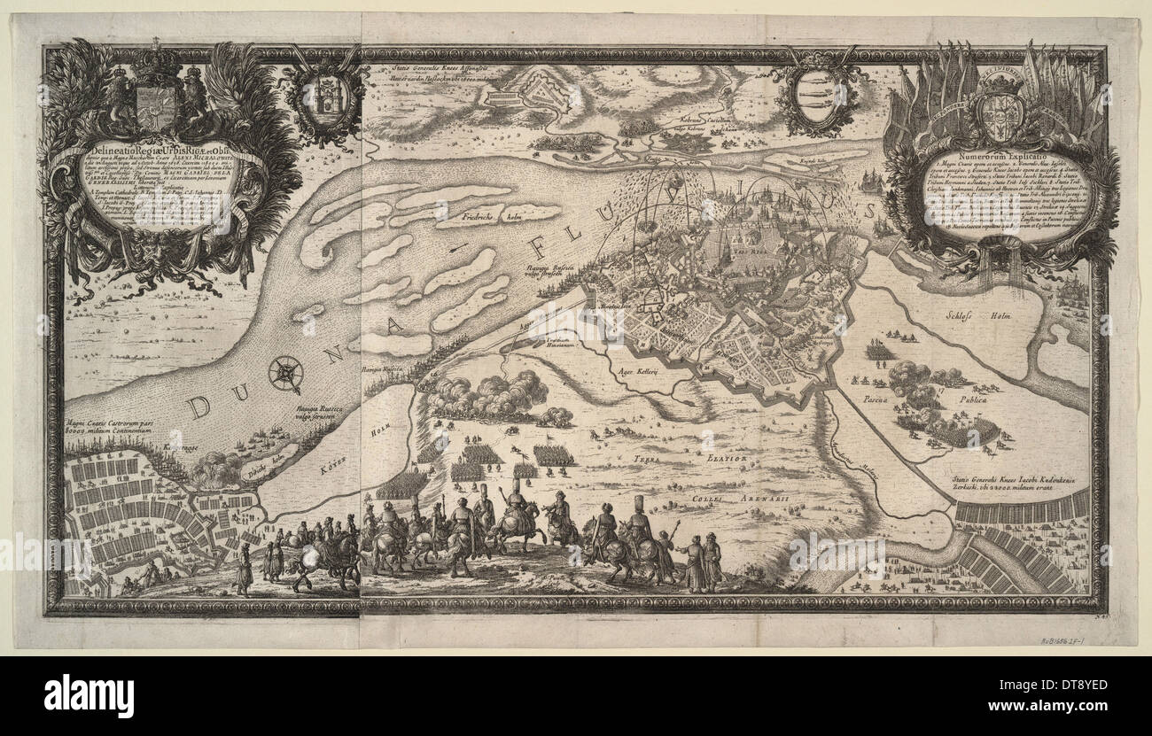 L'Assedio di riga da parte dell'esercito russo sotto lo zar Alexei Mikhailovich nel 1656, 1656. Artista: Pérelle, Adam (1638-1695) Foto Stock