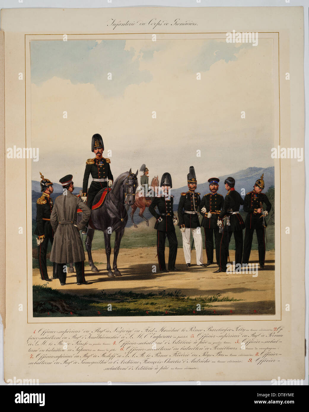 Fanteria di Imperiale Russa Granatiere corps, 1867. Artista: Piratsky, Karl Karlovich (1813-1889) Foto Stock