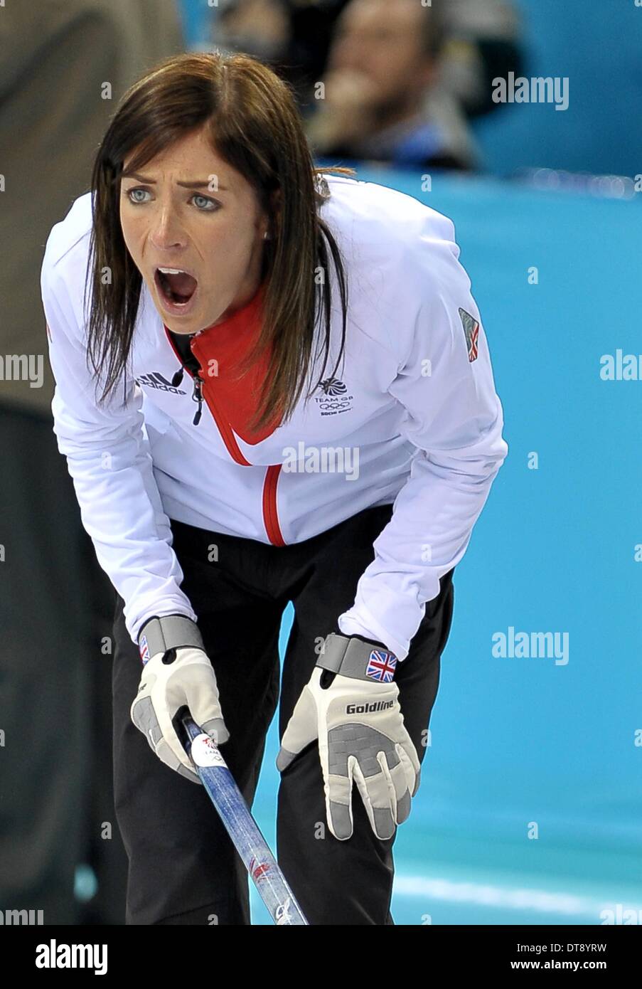 Sochi, Russia. Il 12 febbraio 2014. Eve Muirhead (GBR saltare). Womens curling - Ice Cube Curling Center - Olympic Park - Sochi - Russia - 12/02/2014 Credit: Sport In immagini/Alamy Live News Foto Stock
