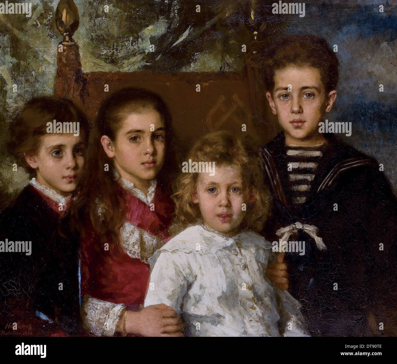 Ritratto di figli di Paolo Pavlovich Demidoff, secondo principe di San Donato (1839-1885), Avrora, un artista: Harlamov, Alexei Alexeyevich (1840-1922) Foto Stock
