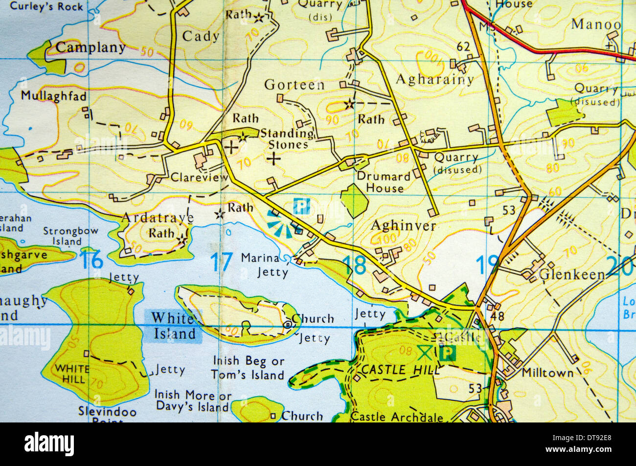 Dettaglio della Ordnance Survey 1:50000 Scopri le serie Mappa di abbassare il Lough Erne, County Fermanagh, Irlanda del Nord. Foto Stock