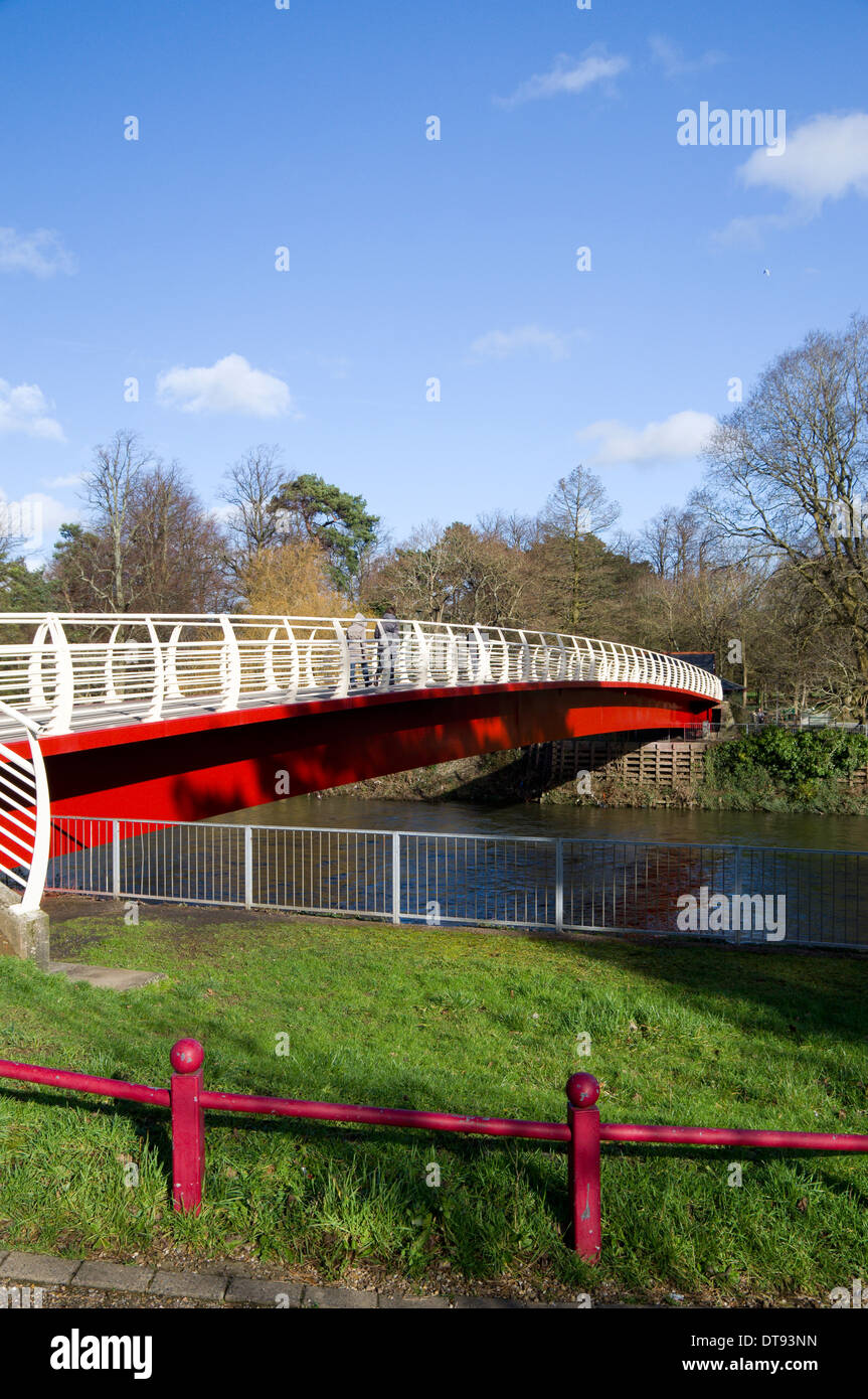 Millennium ponte pedonale che attraversa il fiume Taff tra la Sophia Gardens and Bute Park, Cardiff, Galles. Foto Stock