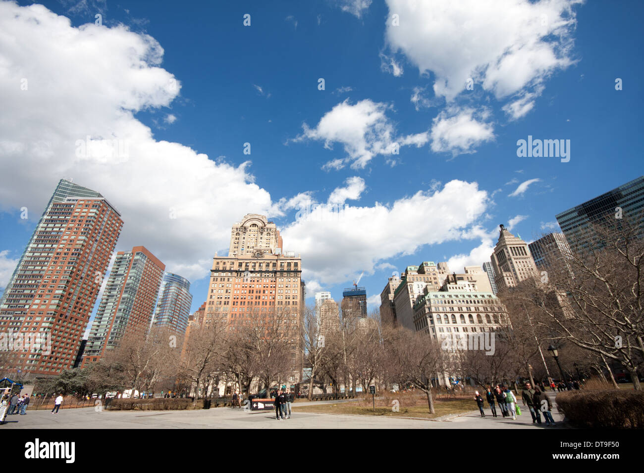 Vista di Battery Park di New York City nel febbraio 2012 Foto Stock