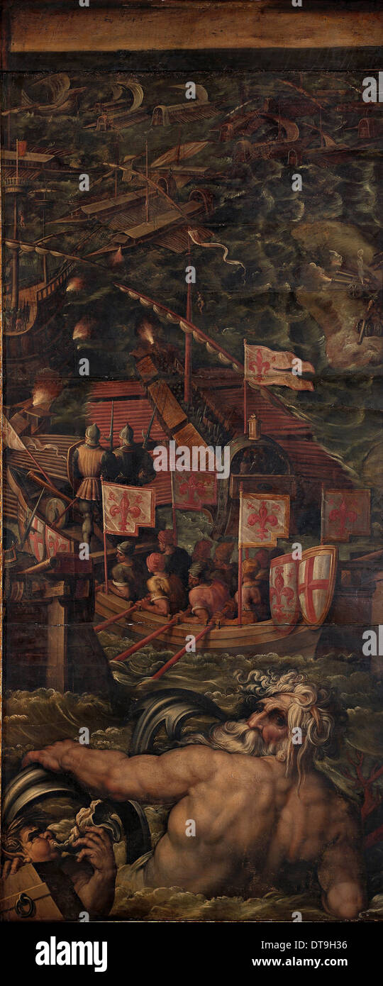 Mare battaglia tra Fiorentini e pisani, 1563-1565. Artista: Vasari Giorgio (1511-1574) Foto Stock