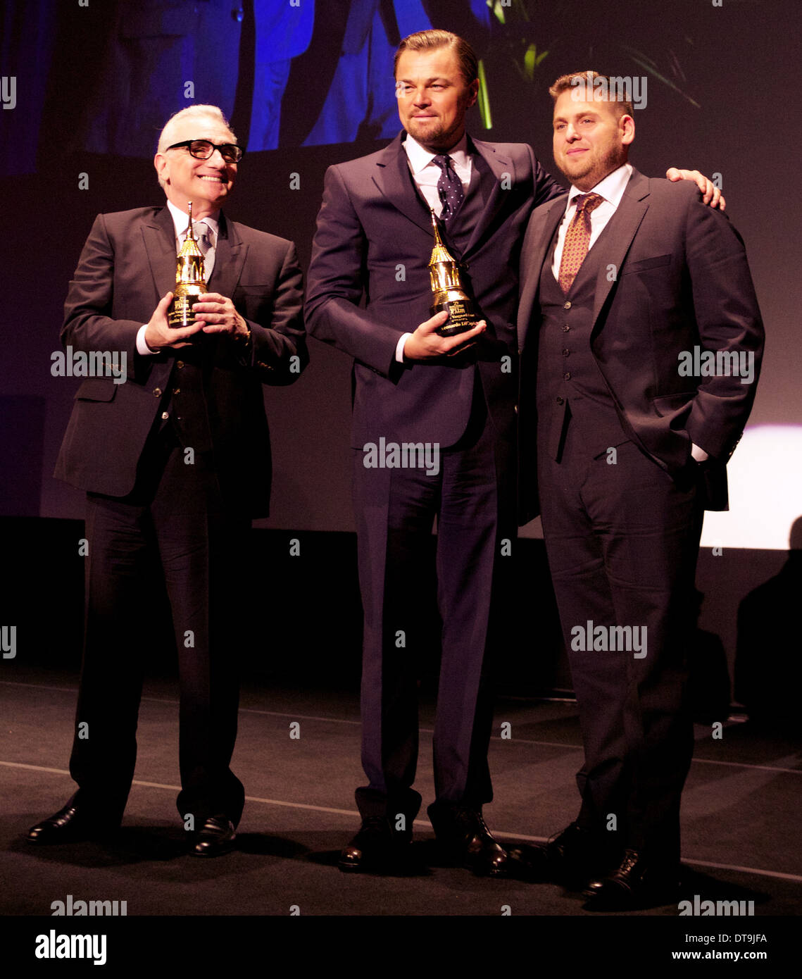 Martin Scorsese e Leonardo DiCaprio, destinatari del 2014 Santa Barbara International Film Festival, presentato dalla collina di Giona Foto Stock