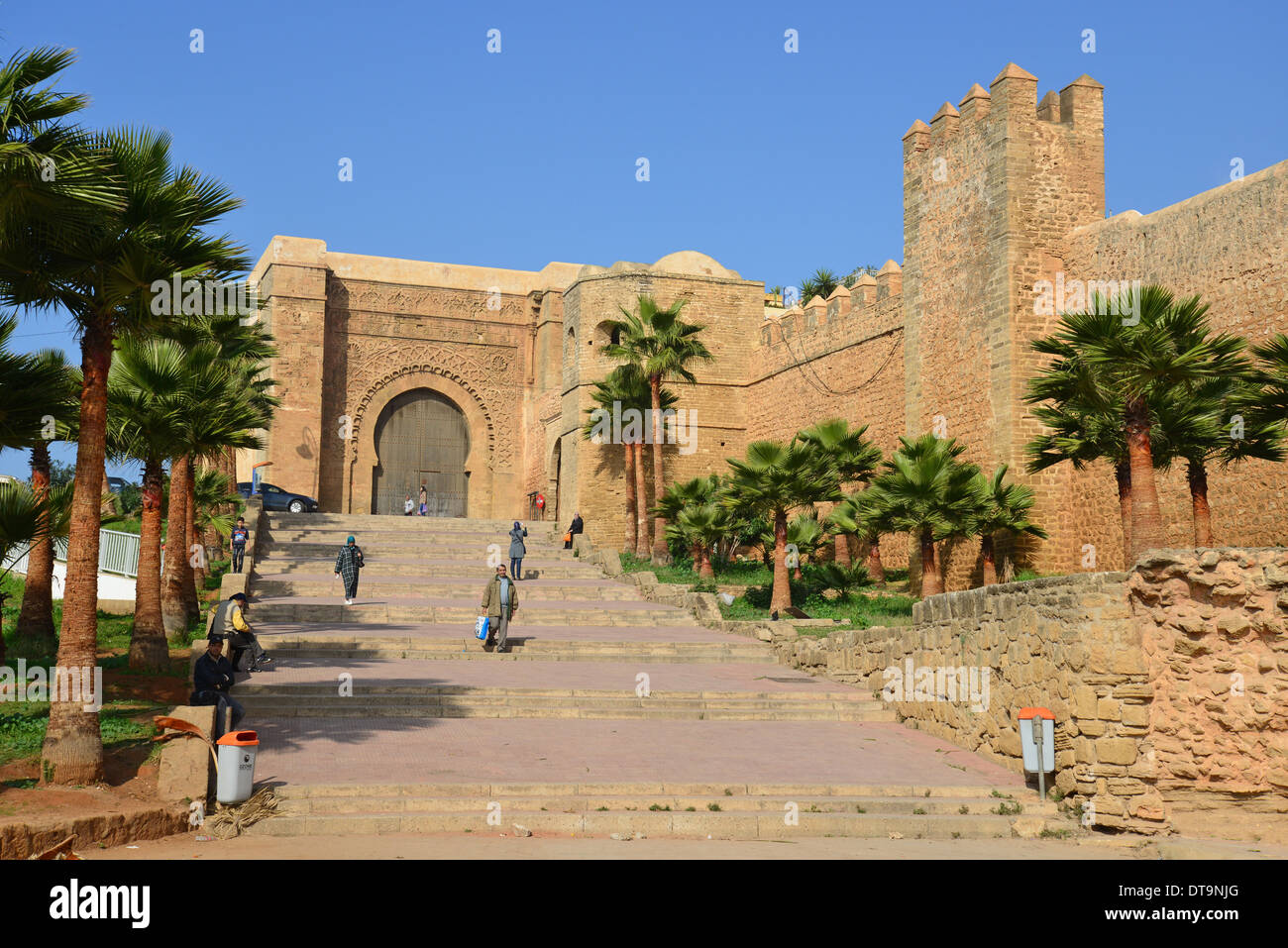 Cancello principale della Kasbah di Udayas (Qasbah des Oudaya), Rabat, Rabat-Salé-Zemmour-Zaer regione, il Regno del Marocco Foto Stock
