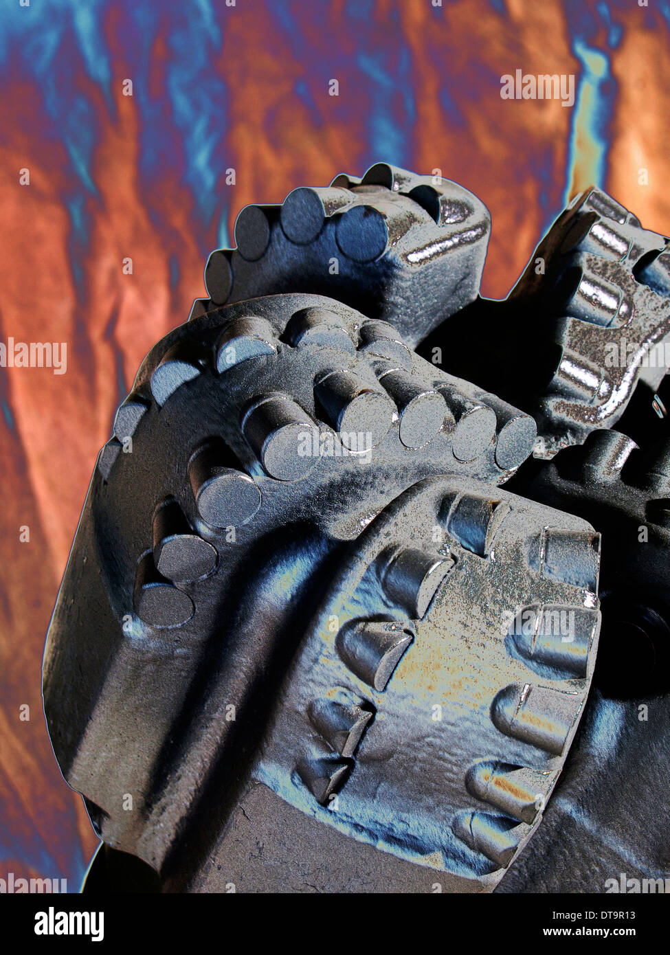 Close-up di una punta di trapano utilizzato per la perforazione orizzontale in Barnett Shale campo. Utilizzando la tecnologia all'avanguardia. Foto Stock