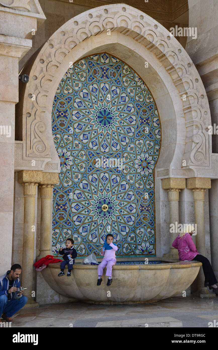 Grande Mosquée Hassan II, Bd Sidi Mohammed Ben Abdallah, Casablanca, Grand Casablanca regione, il Regno del Marocco Foto Stock
