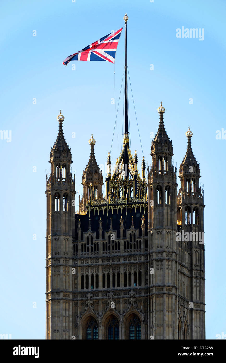 Victoria Tower, Palazzo di Westminster, Sito Patrimonio Mondiale dell'Unesco, la città di Londra, regione di Londra, England, Regno Unito Foto Stock