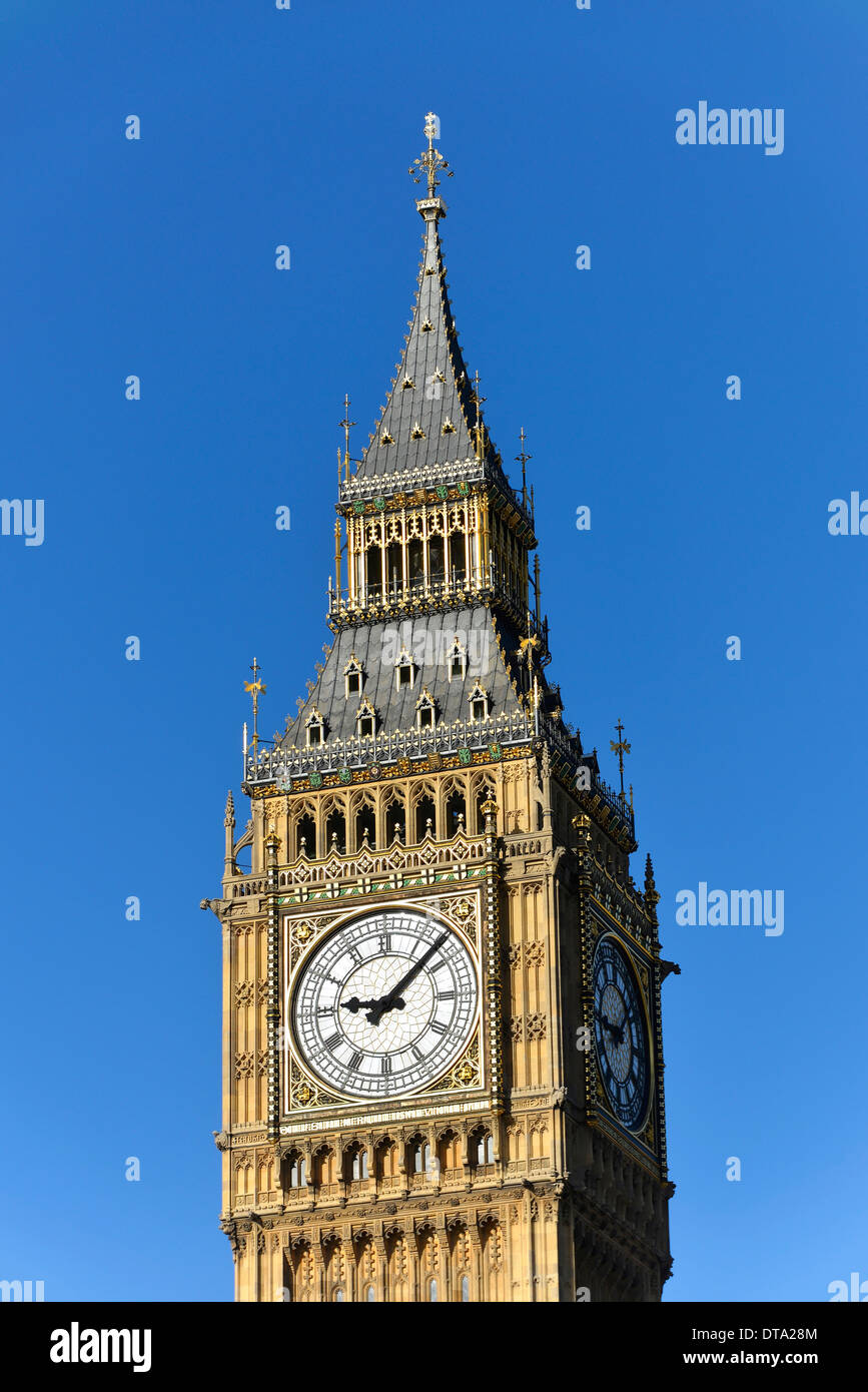 Elizabeth Tower o il Big Ben, il Palazzo di Westminster, Sito Patrimonio Mondiale dell'Unesco, la città di Londra, regione di Londra, Inghilterra Foto Stock