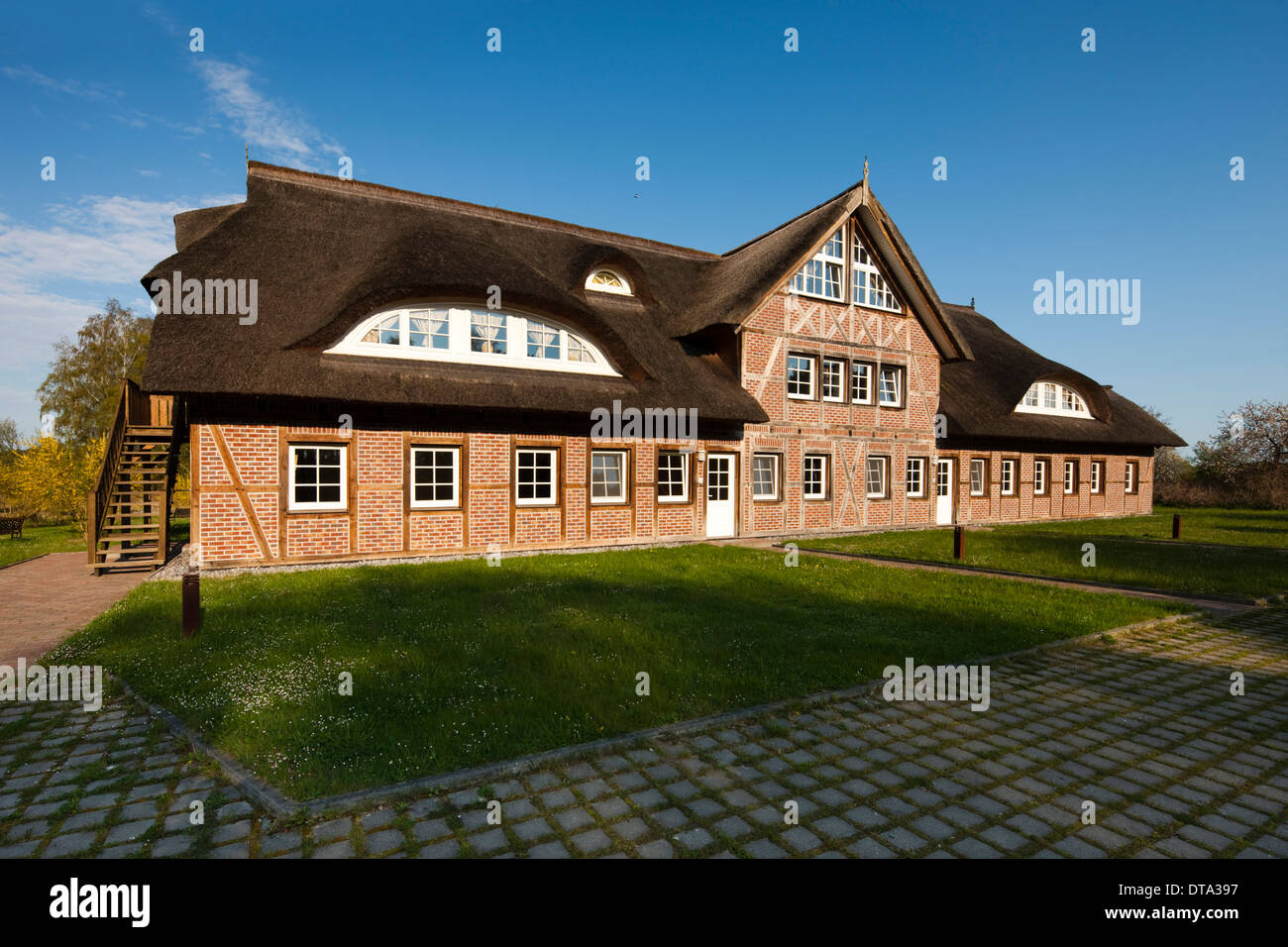 Casa di paglia, Rügen, Meclemburgo-Pomerania, Germania Foto Stock