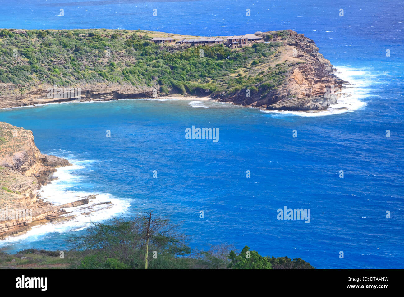 Eric Clapton in casa Antigua da Shirley Heights - sul crinale lontano costruito per fondersi armoniosamente con il paesaggio Foto Stock