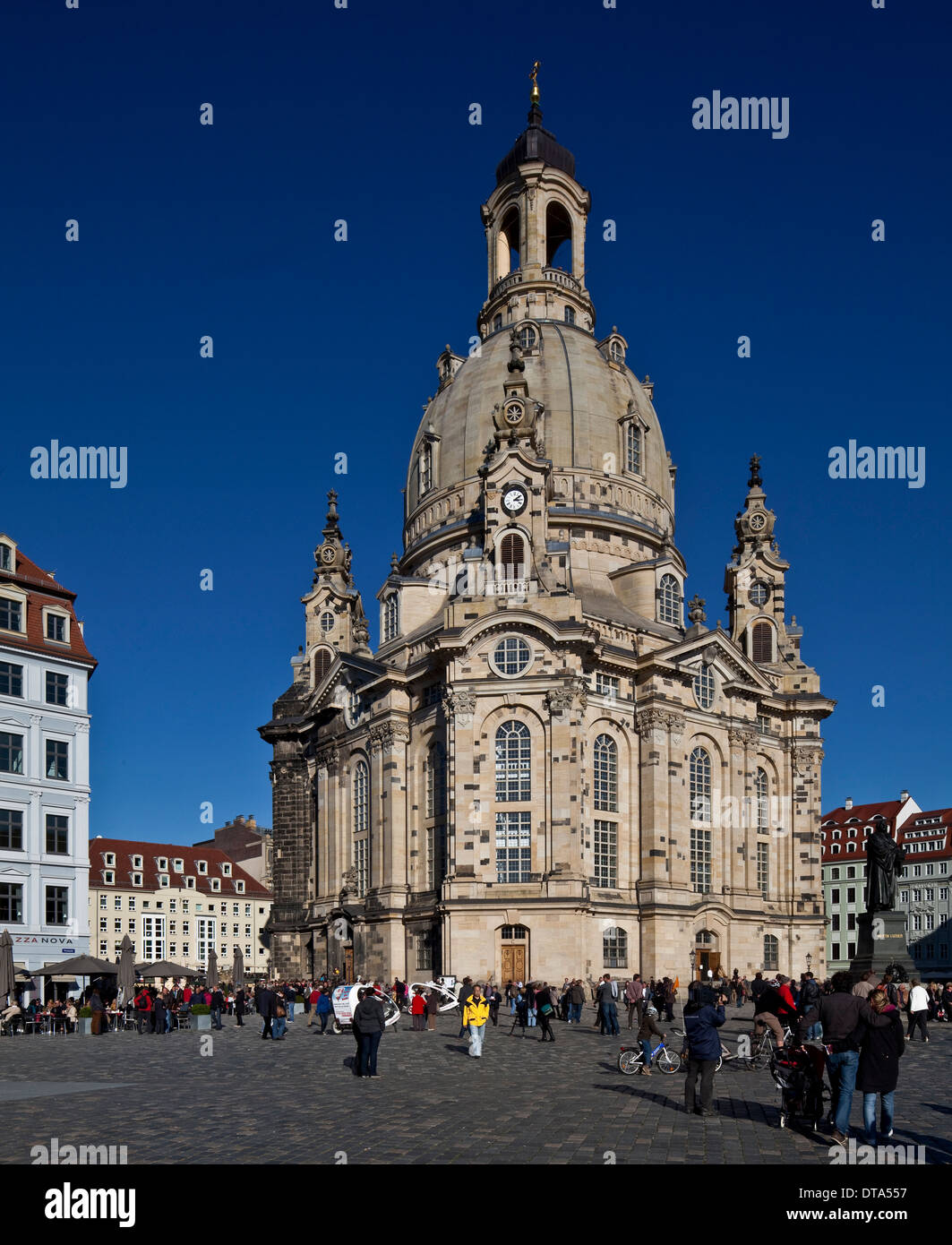 A Dresda, Frauenkirche am Neumarkt Foto Stock
