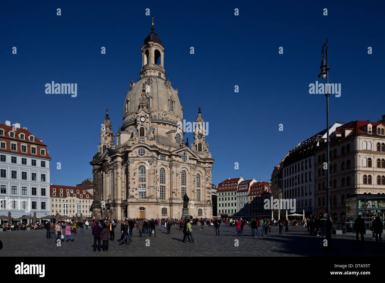 A Dresda, Frauenkirche am Neumarkt Foto Stock