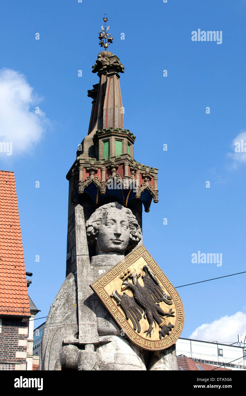 Bremen Roland, dichiarato patrimonio culturale mondiale dall'UNESCO, Markt square, Brema, Germania Foto Stock