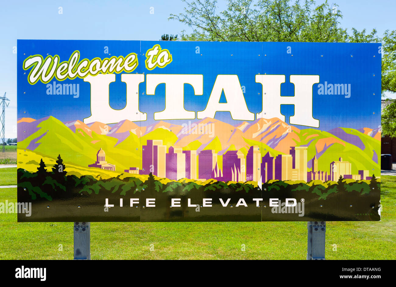 Benvenuti al segno dello Utah, Stati Uniti d'America Foto Stock