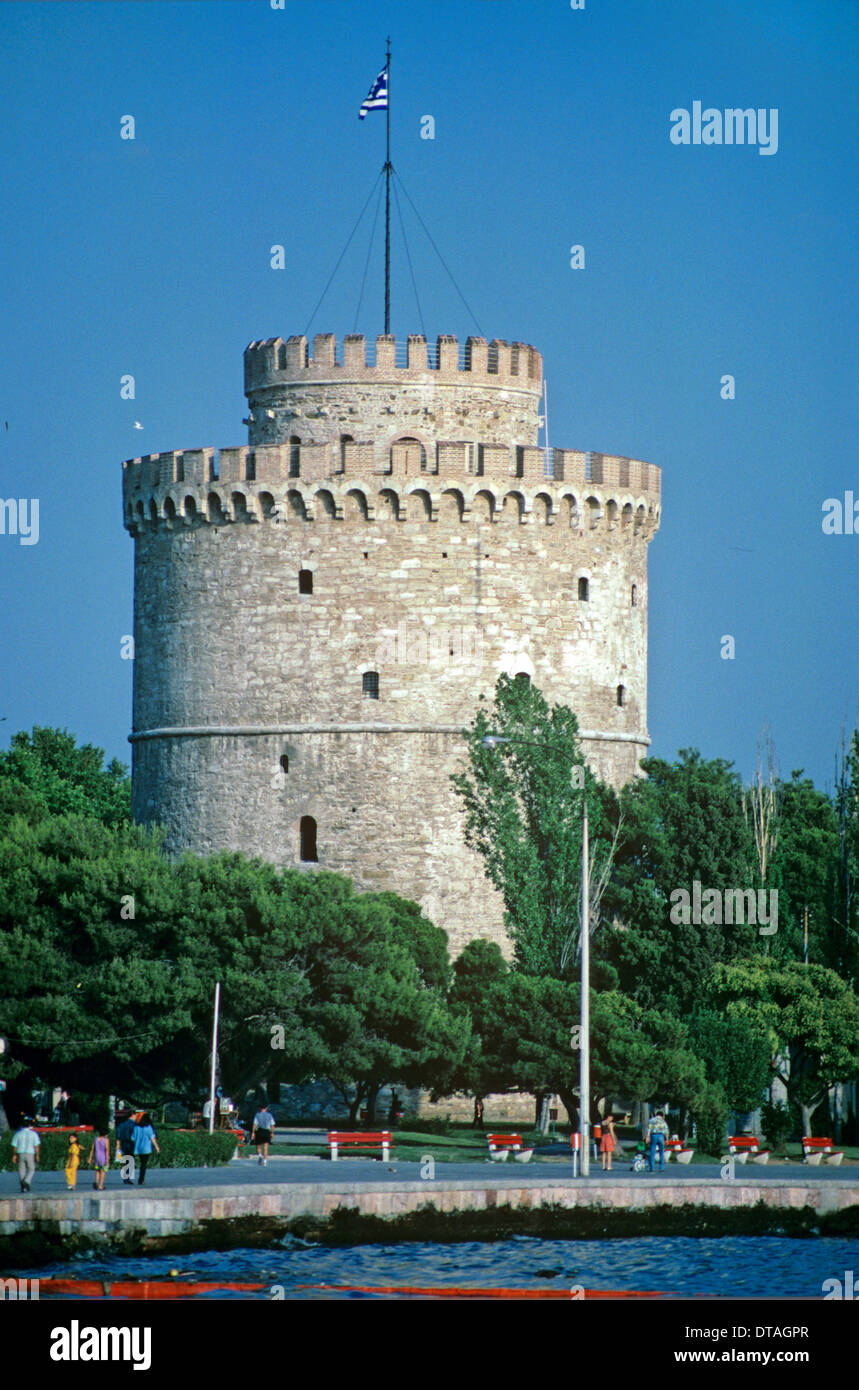 Veneziano Torre Bianca sul lungomare o Waterfront Salonicco Grecia Foto Stock
