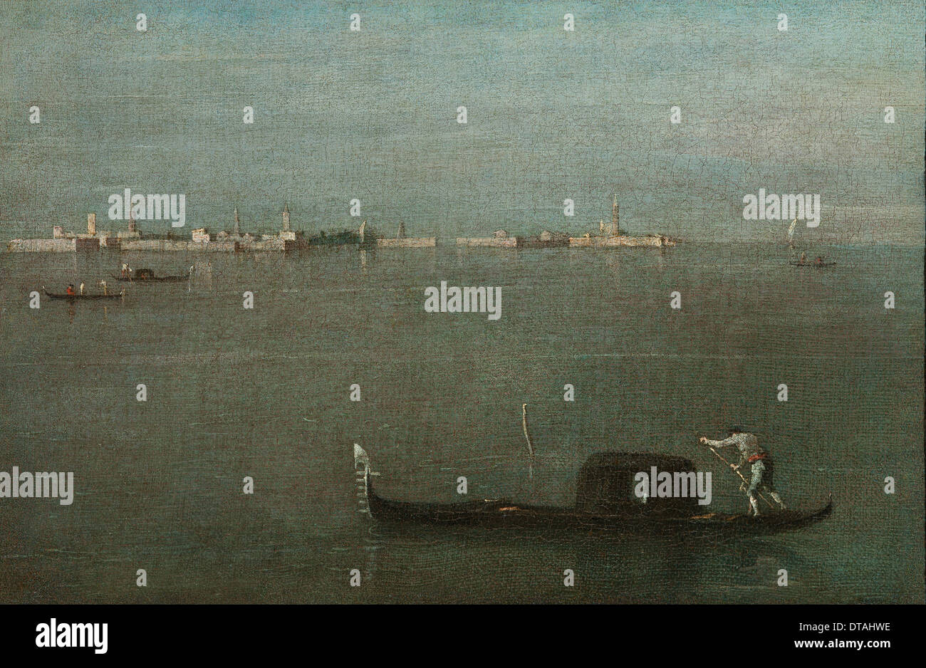 Gondole sulla Laguna (laguna grigia), 1765. Artista: Guardi, Francesco (1712-1793) Foto Stock