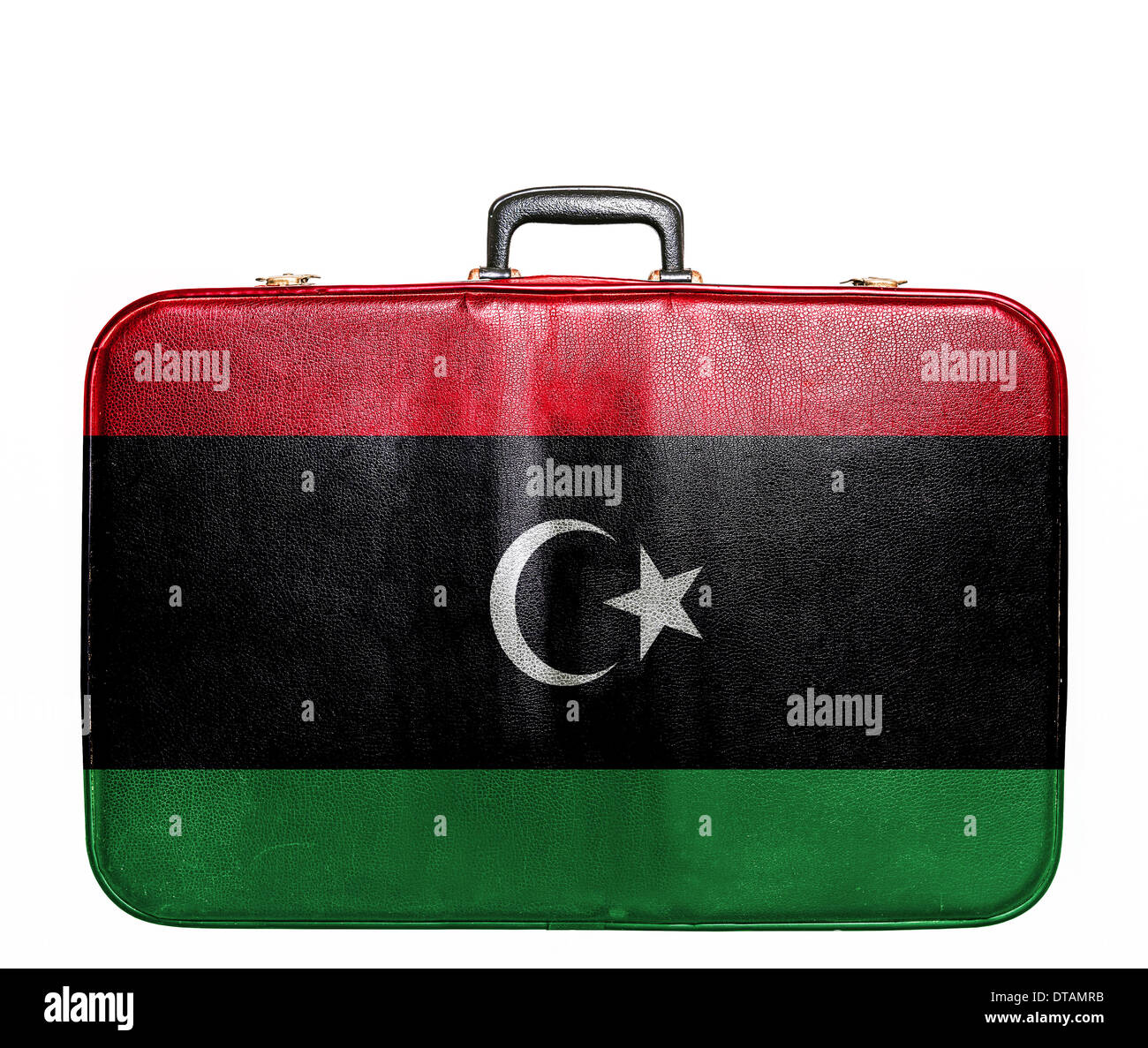 Vintage borsa da viaggio con la bandiera della Libia Foto Stock