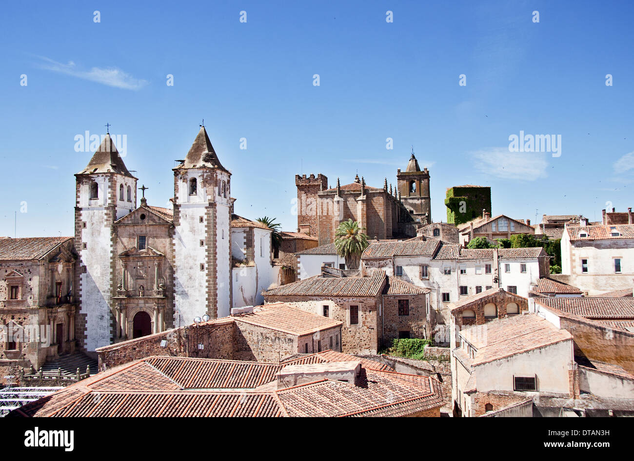 Caceres vecchia vista città Foto Stock