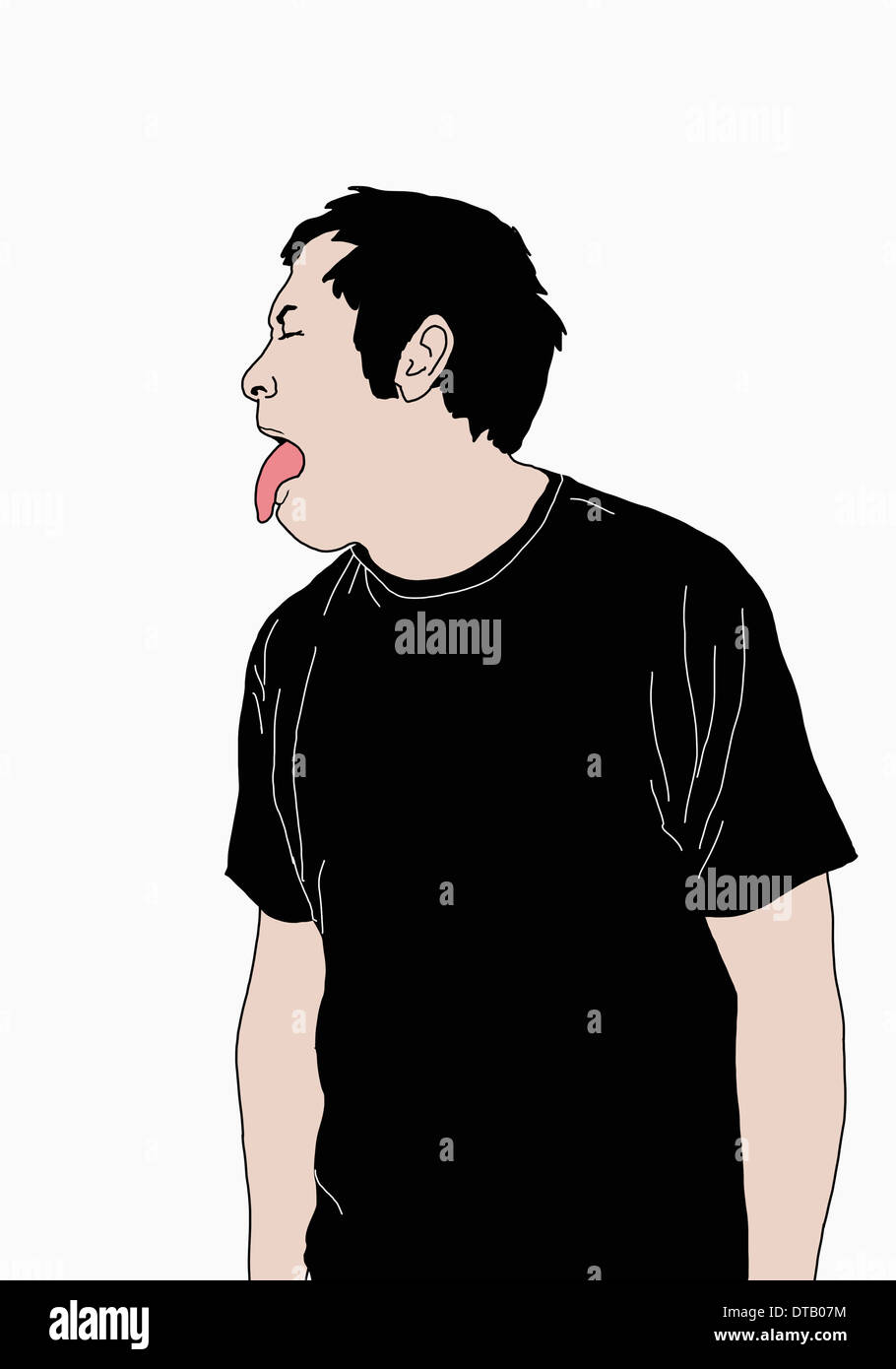 Illustrazione dell'uomo con la lingua fuori Foto Stock