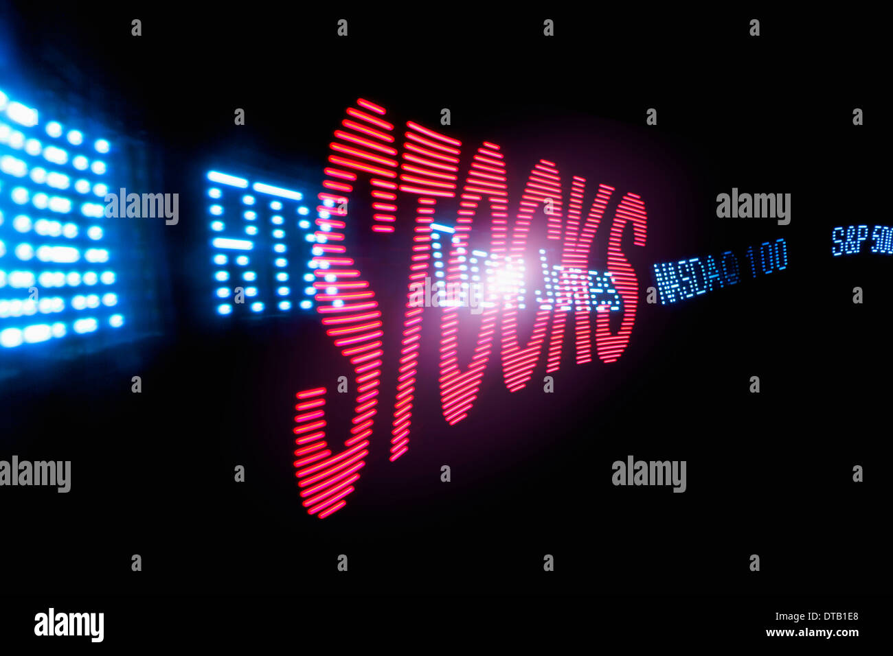 Stock Ticker con effetto di illuminazione Foto Stock