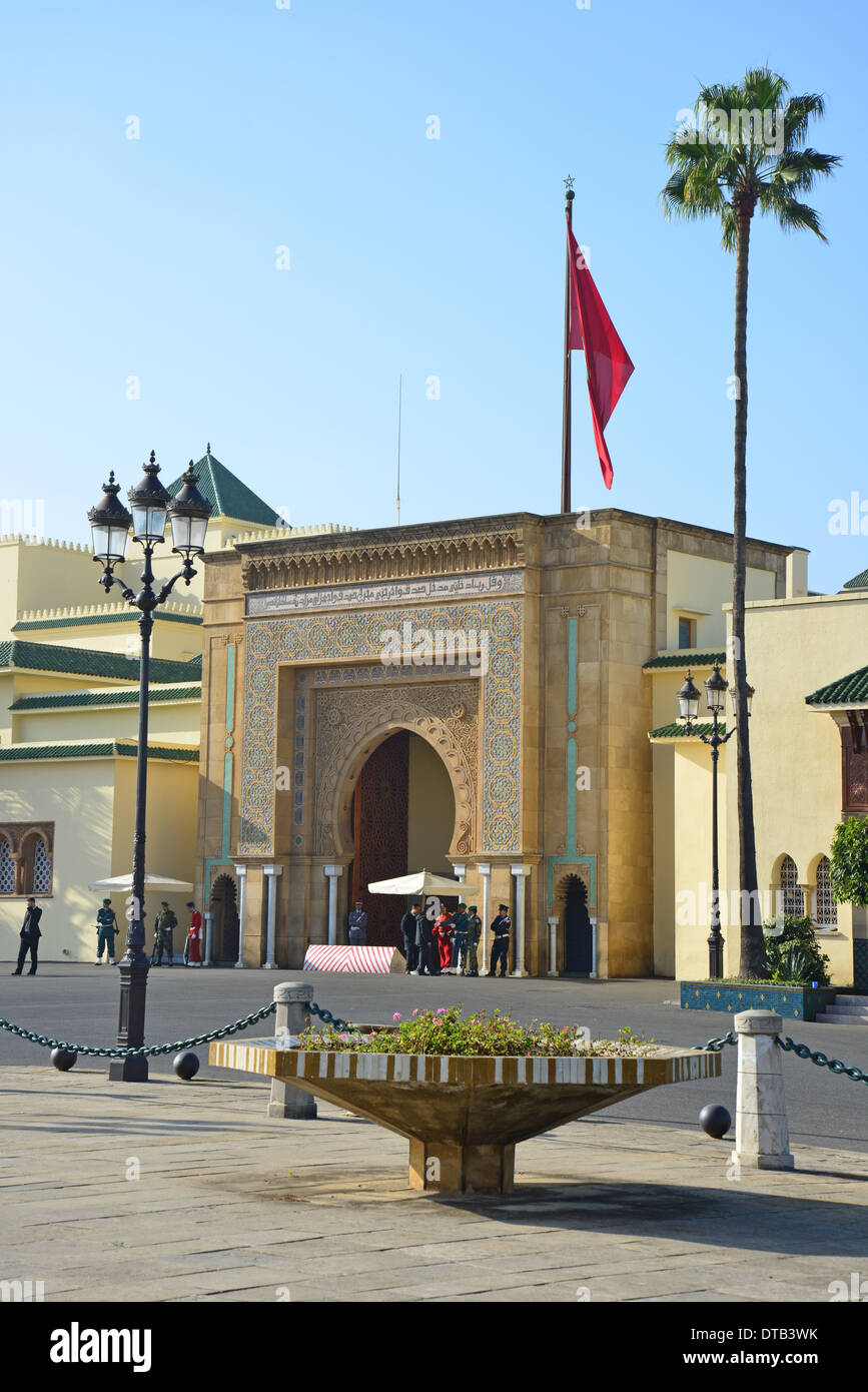 Cancello di ingresso, Palazzo Reale di Rabat, Rabat, Rabat-Salé-Zemmour-Zaer regione, il Regno del Marocco Foto Stock