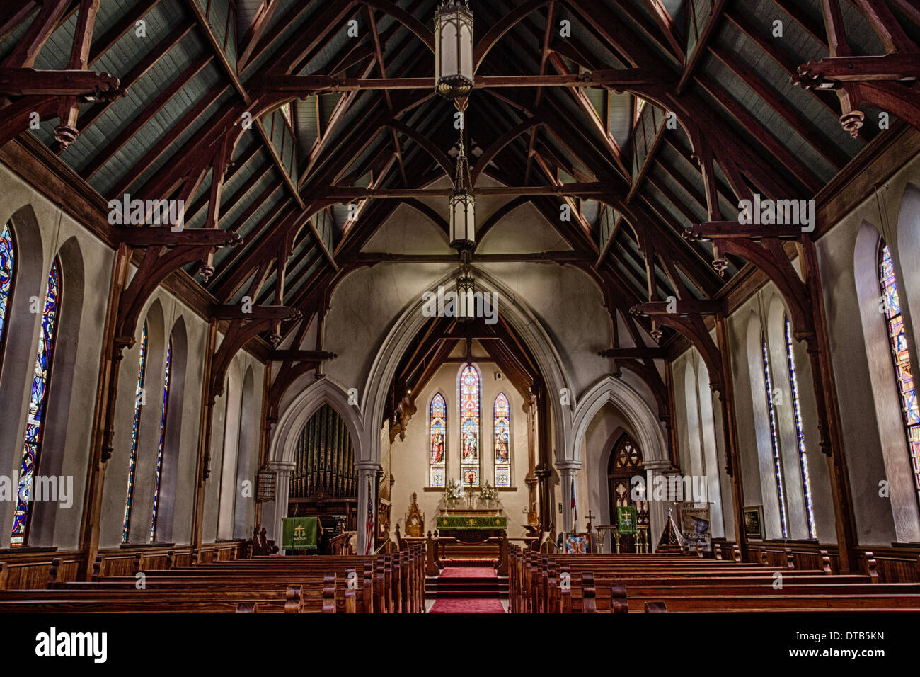 All'interno di San Pietro Chiesa Episcopale, Fernandina Beach, Florida (HDR) Foto Stock