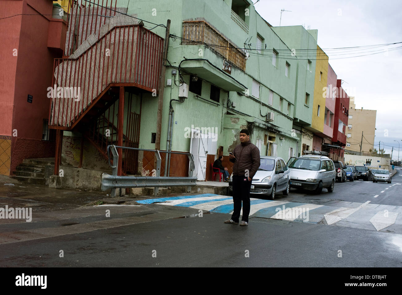 Quartiere islamico del Canada del Hidum a Melilla, Spagna. la povertà povero sobborgo di disoccupati Foto Stock