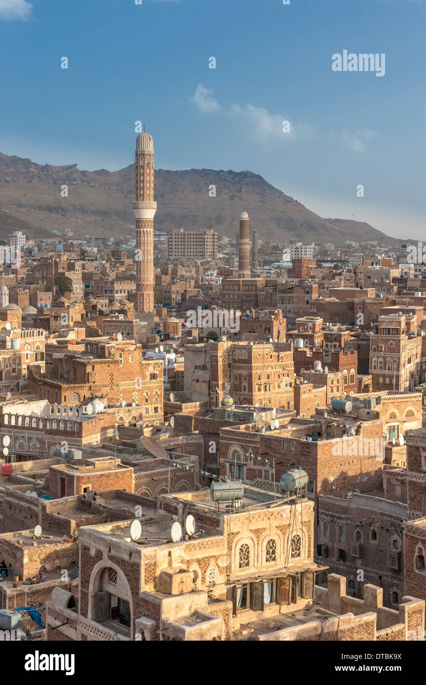 Panorama di Sanaa, Yemen Foto Stock