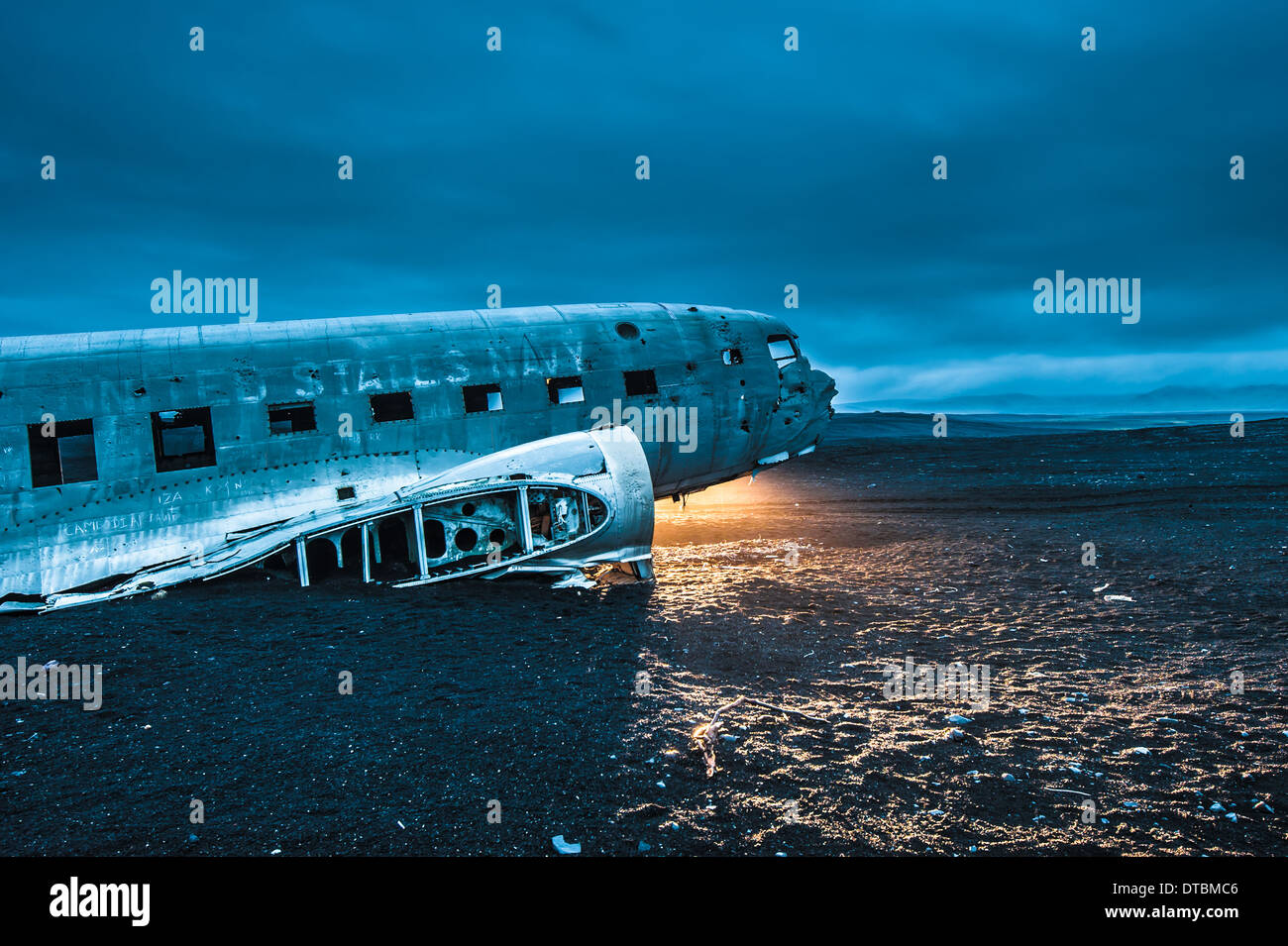 Aereo Dakota relitto, Islanda Foto Stock