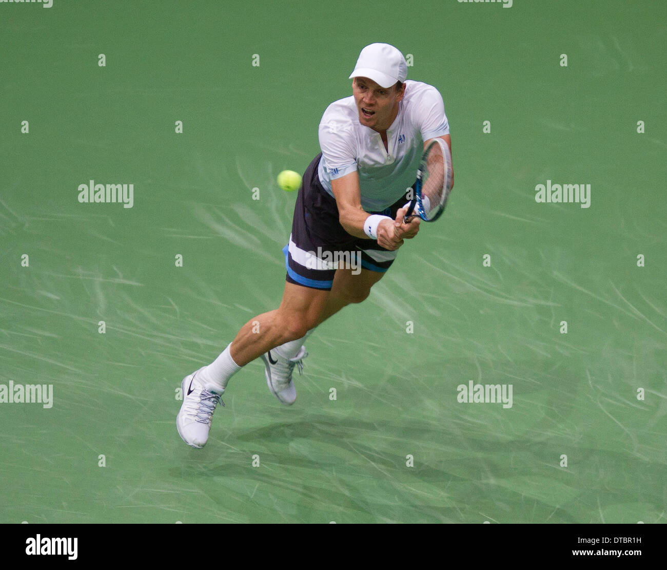 Rotterdam, Paesi Bassi. 14 feb 2014. Tomas BERDYCH(TSJ) nella sua partita contro Jerzy Janowicz(POL) all'ABN AMRO World Tennis Tournament foto:Tennisimages/Henk Koster/Alamy Live News Foto Stock