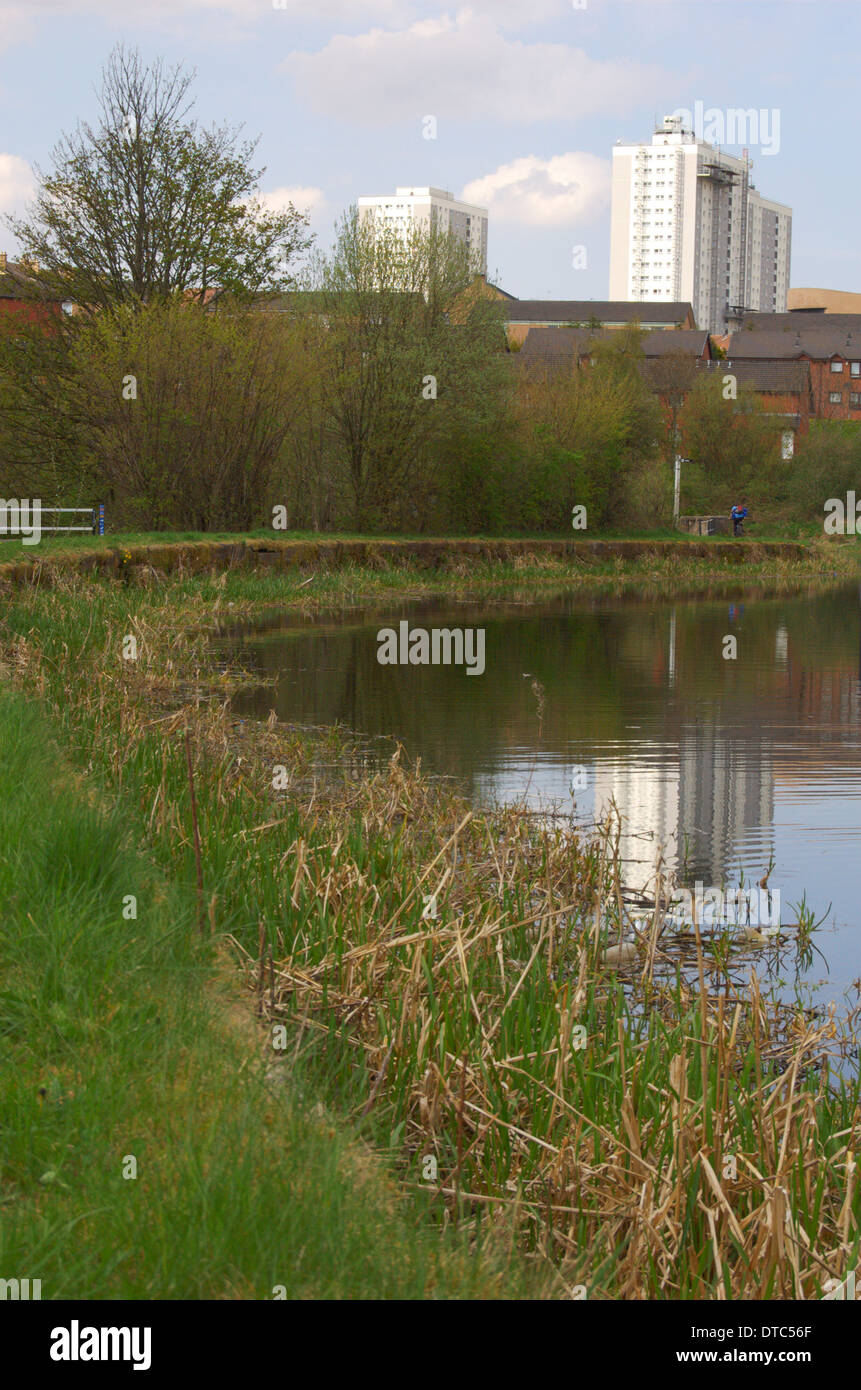 Il canale di Forth e Clyde a Maryhill a Glasgow, Scozia Foto Stock