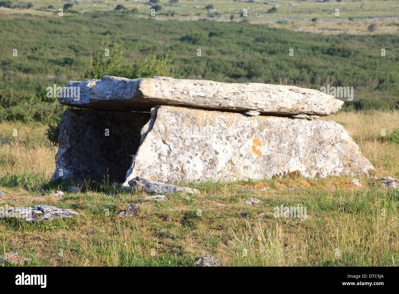 Un cuneo del Neolitico tomba del Burren nella contea di Clare, Irlanda Foto Stock